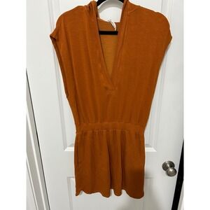 Daily Practice Orange Hooded‎ Pocket Dress Casual Comfort Size Small